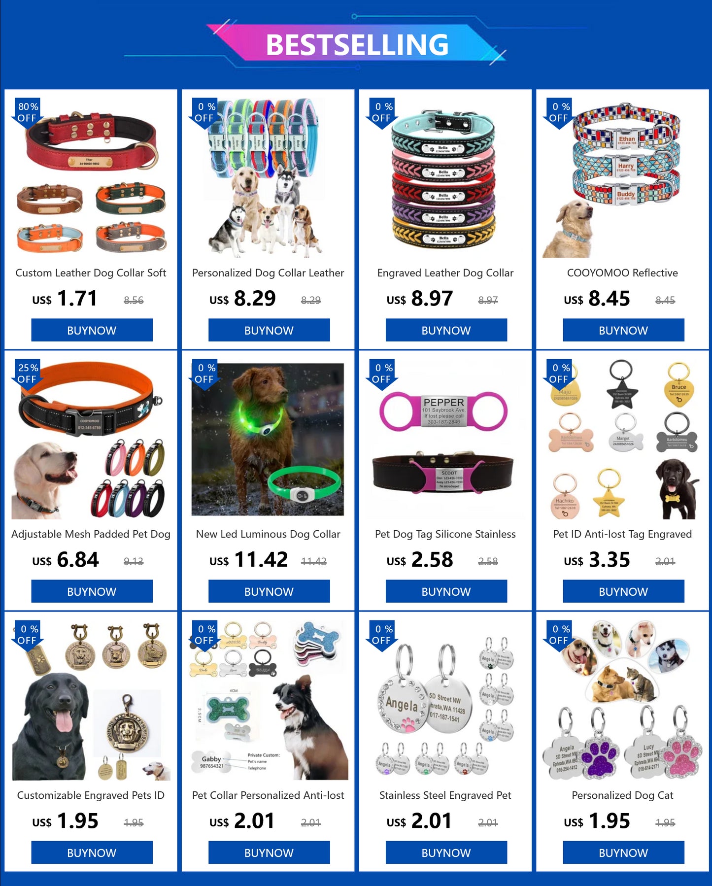 USB Rechargeable Glowing Pet Collar (With Pendant LED Light)