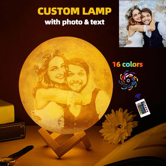 Personalized 3D Moon Lamp(Custom Photo/Text Night Light)