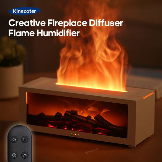 150ml Fireplace Aroma Diffuser – Auto‑Off Humidifier with LED & Remote