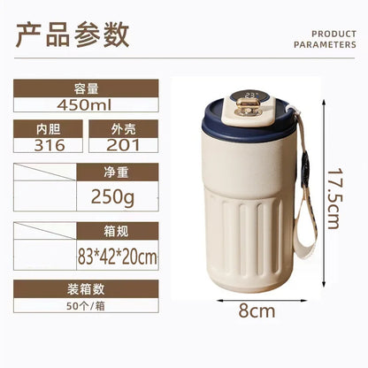 450 ml Smart Thermos Bottle(Digital Temperature Display, Stainless Steel)